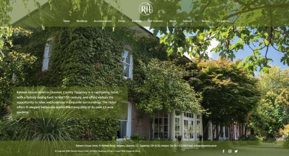 Raheen House Hotel – New Website Launched