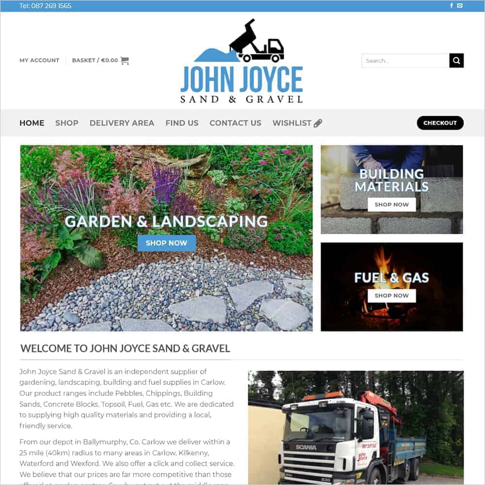 john joyce sand & gravel new ecommerce website launched
