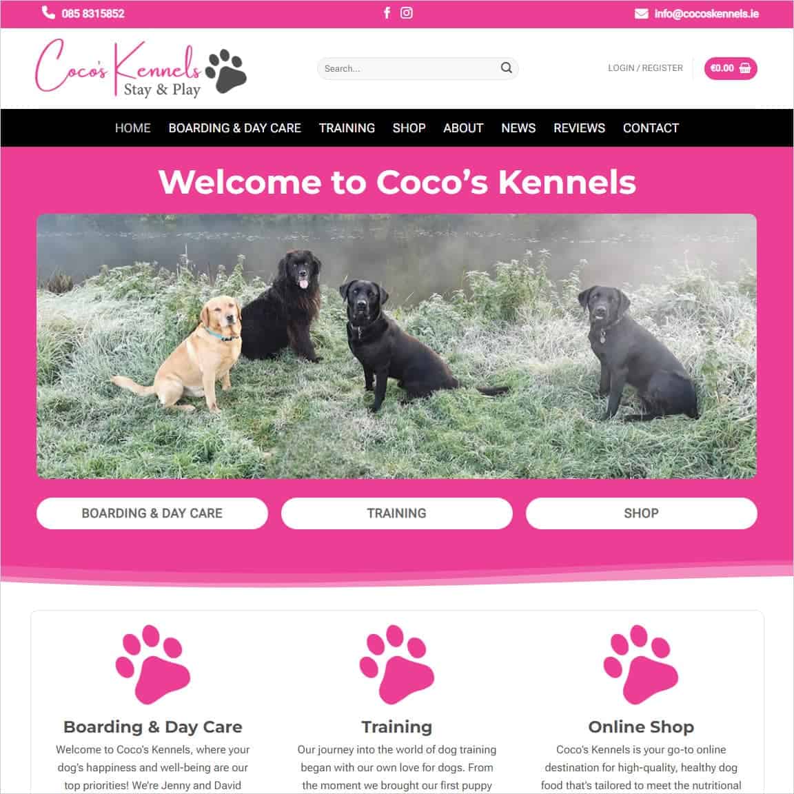 coco's kennels ecommerce website launched