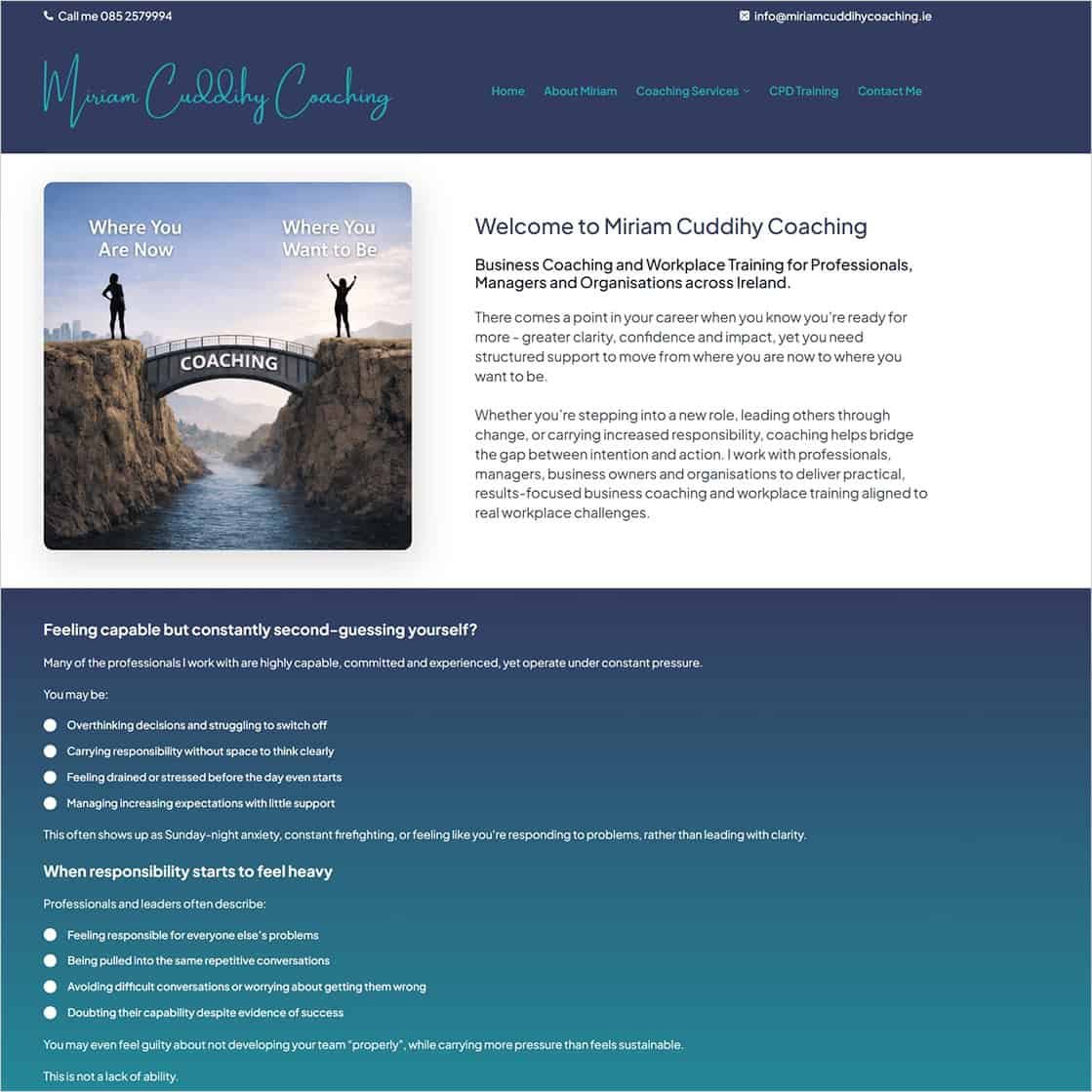 New Website Launch: Miriam Cuddihy Coaching