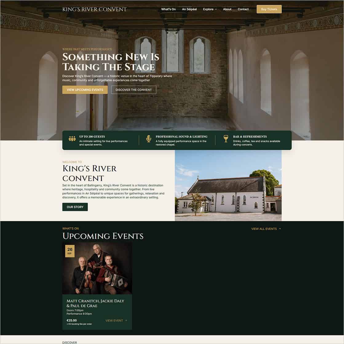 New Website and Online Ticketing Platform Launched for King’s River Convent